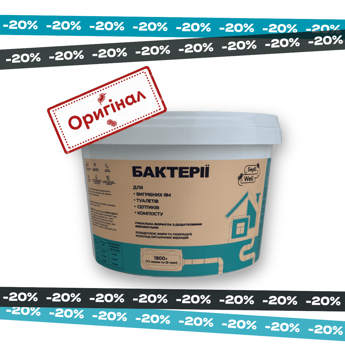 Бактерии для выгребных ям и септиков Септивел — порошок — 1800 г